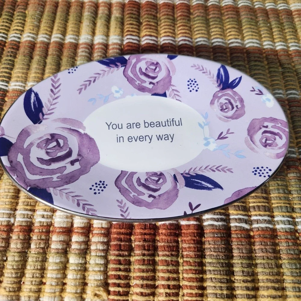Precious Moments Floral Trinket Dish You Are Beautiful in Every Way Purple Roses